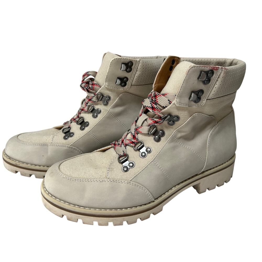 Beige Hiking Combat Boots Women’s Lug‎ Sole Style 8
